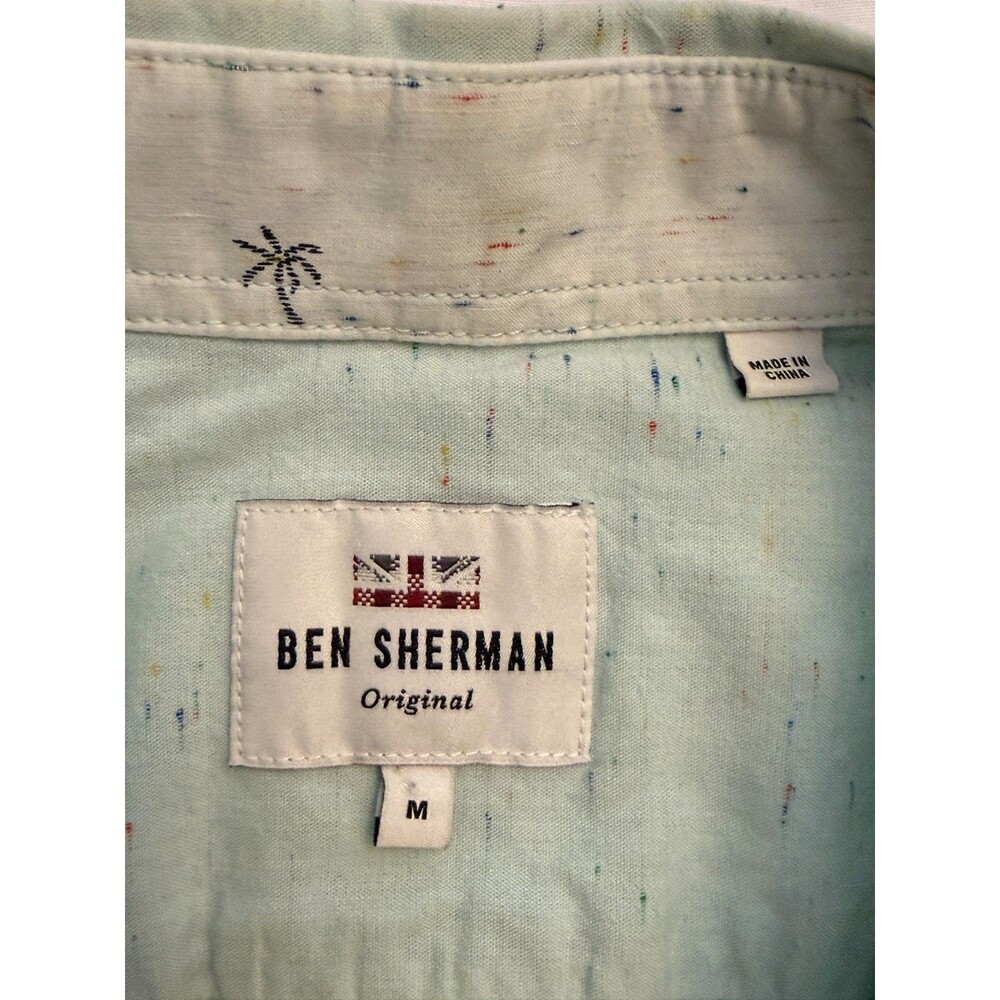 Ben Sherman Original Men's M Long Sleeve Button Down Shirt Mint Green Speckled - Picture 8 of 13